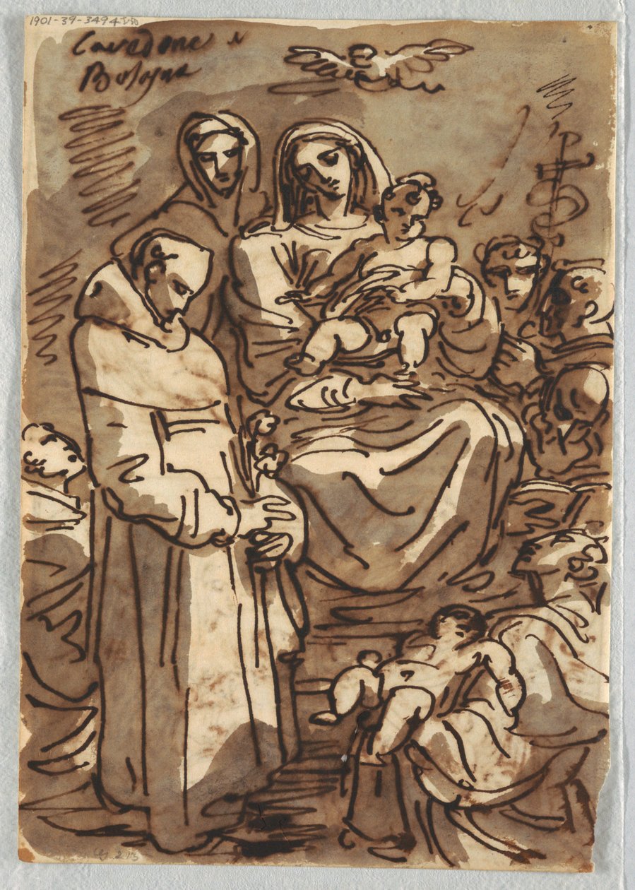 Szentháromság a halott Krisztussal dicsőségben Palma Giovane után; A mágusok imádása, Tanulmány Lodovico Carracci után alkotó: Felice Giani