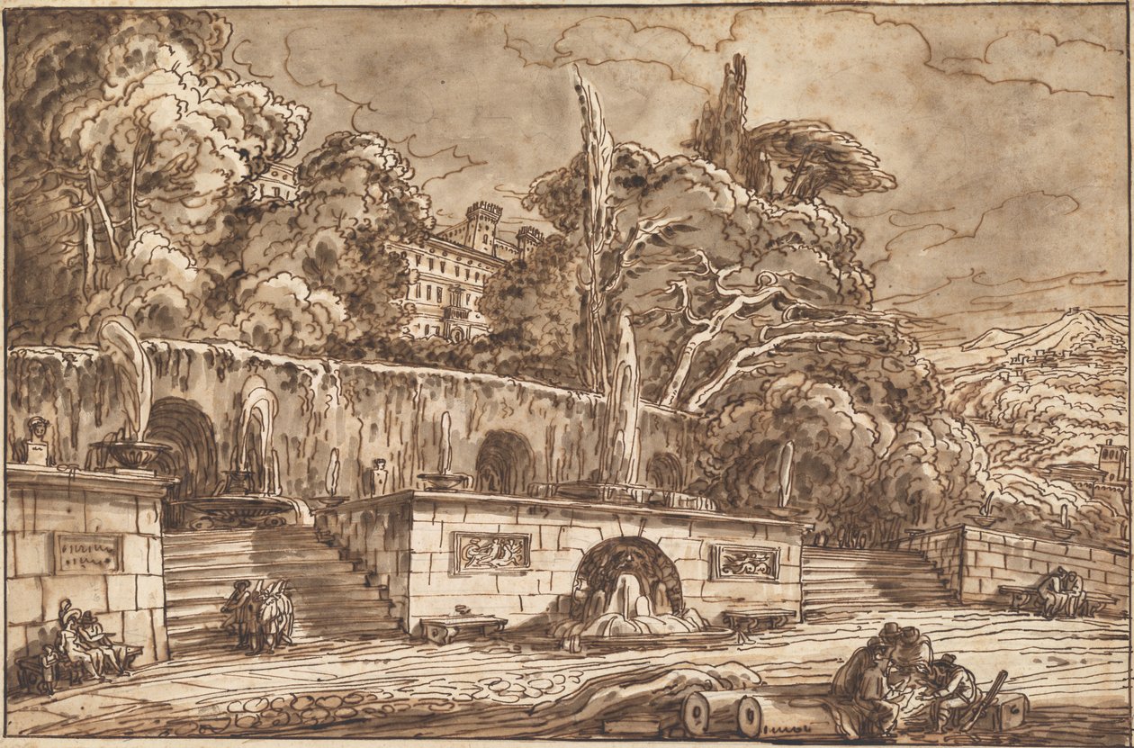 Tájképi capriccio a tivoli Villa d