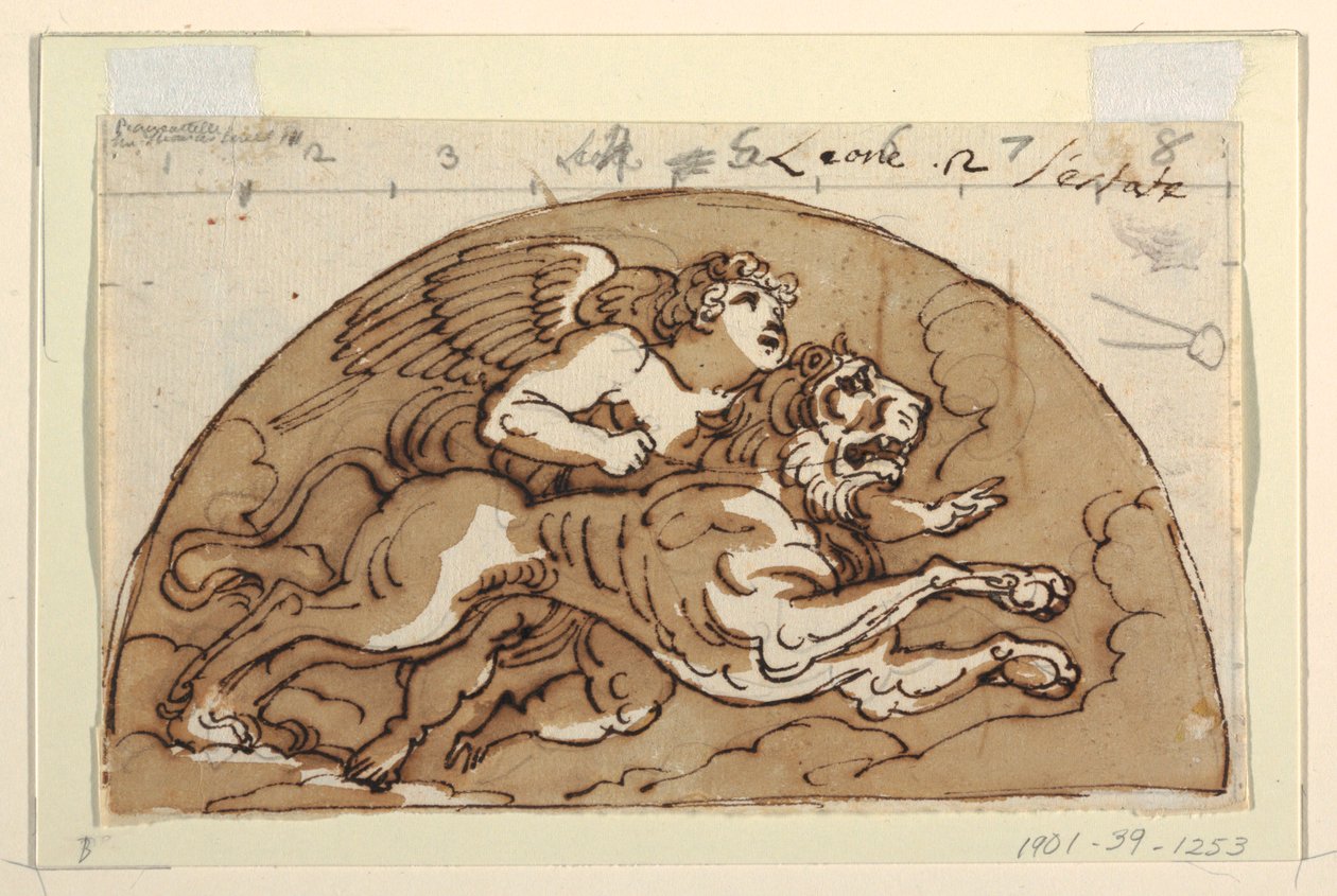 Leo, Lunette for Ceiling, Nyolcszögletű szoba, Palazzo Milzetti, Faenza alkotó: Felice Giani