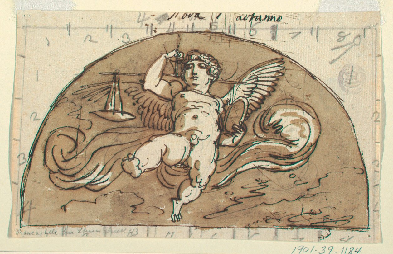Mérleg, Lunette for Ceiling, Nyolcszögletű szoba, Palazzo Milzetti, Faenza alkotó: Felice Giani