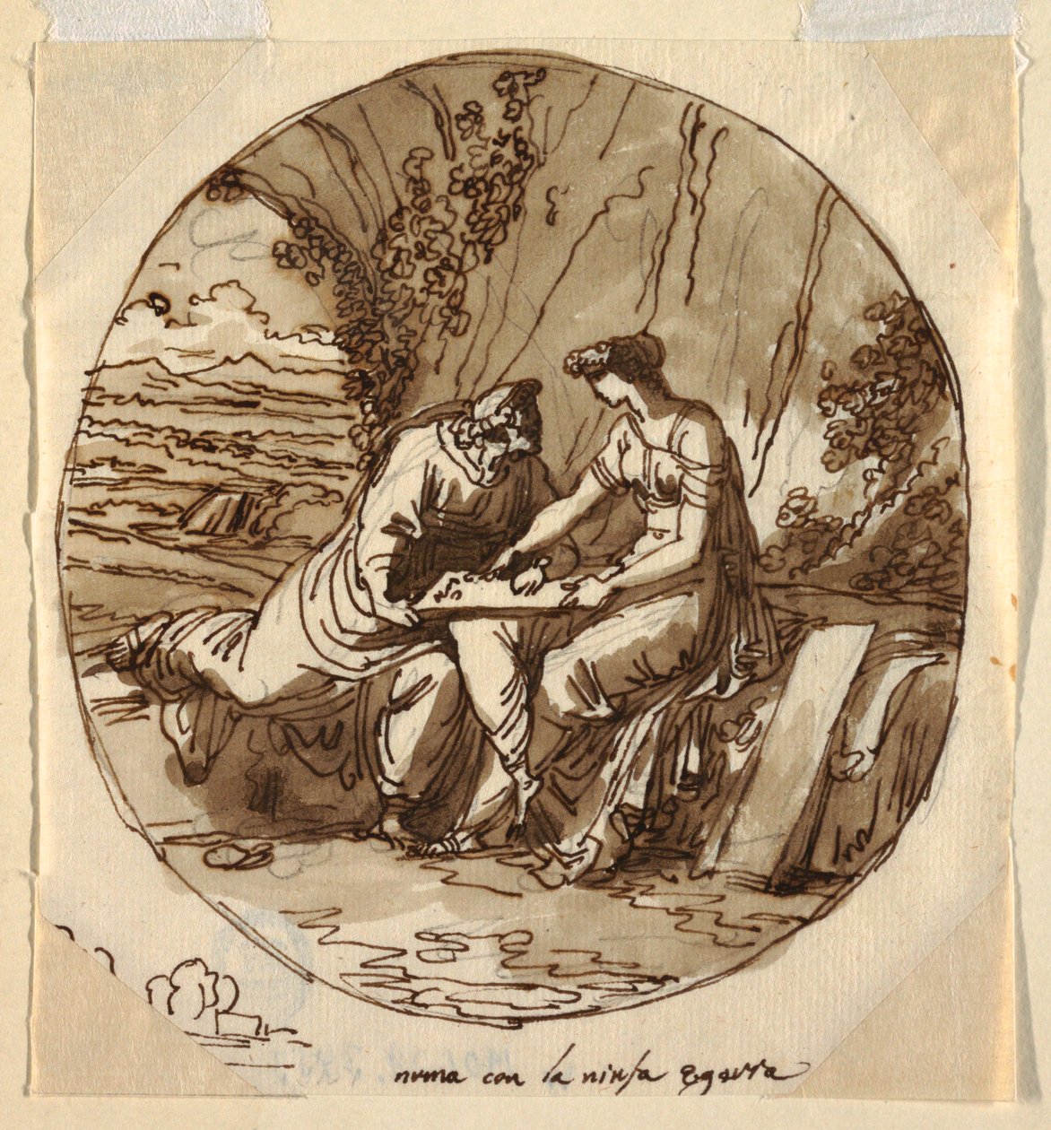 Numa Pompilius és Egeria, Sala di Numa Pompilius, Palazzo Milzetti, Faenza alkotó: Felice Giani