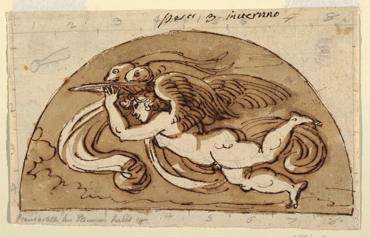 Halak, Lunette for Ceiling, Nyolcszögletű szoba, Palazzo Milzetti, Faenza alkotó: Felice Giani