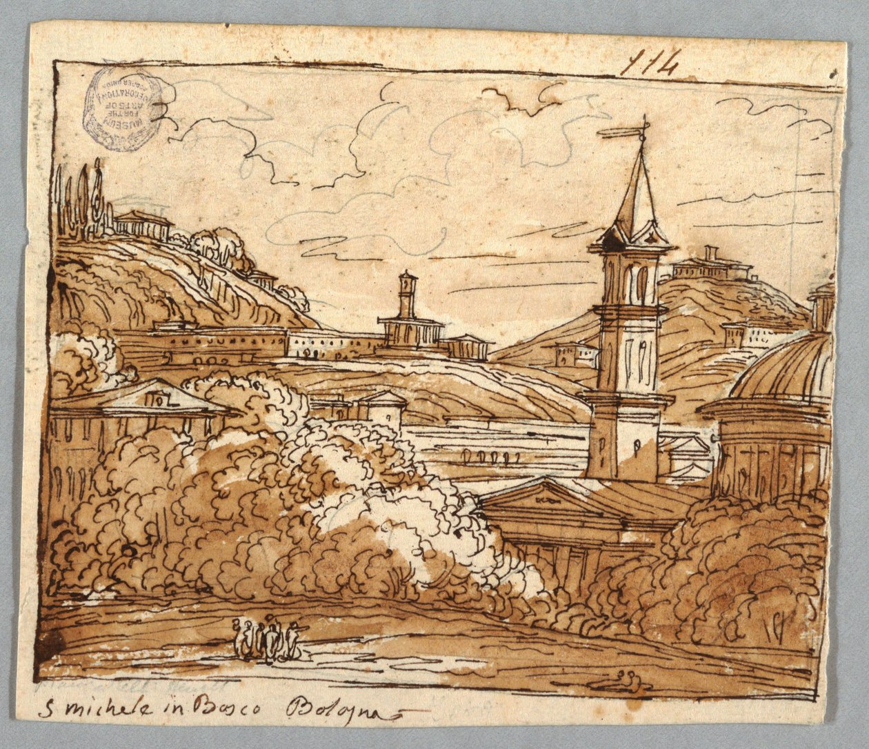 Sketchbook Page, Folio 57: Study after Michele in Bosco, Bologna; Verso, Építészeti részletek alkotó: Felice Giani