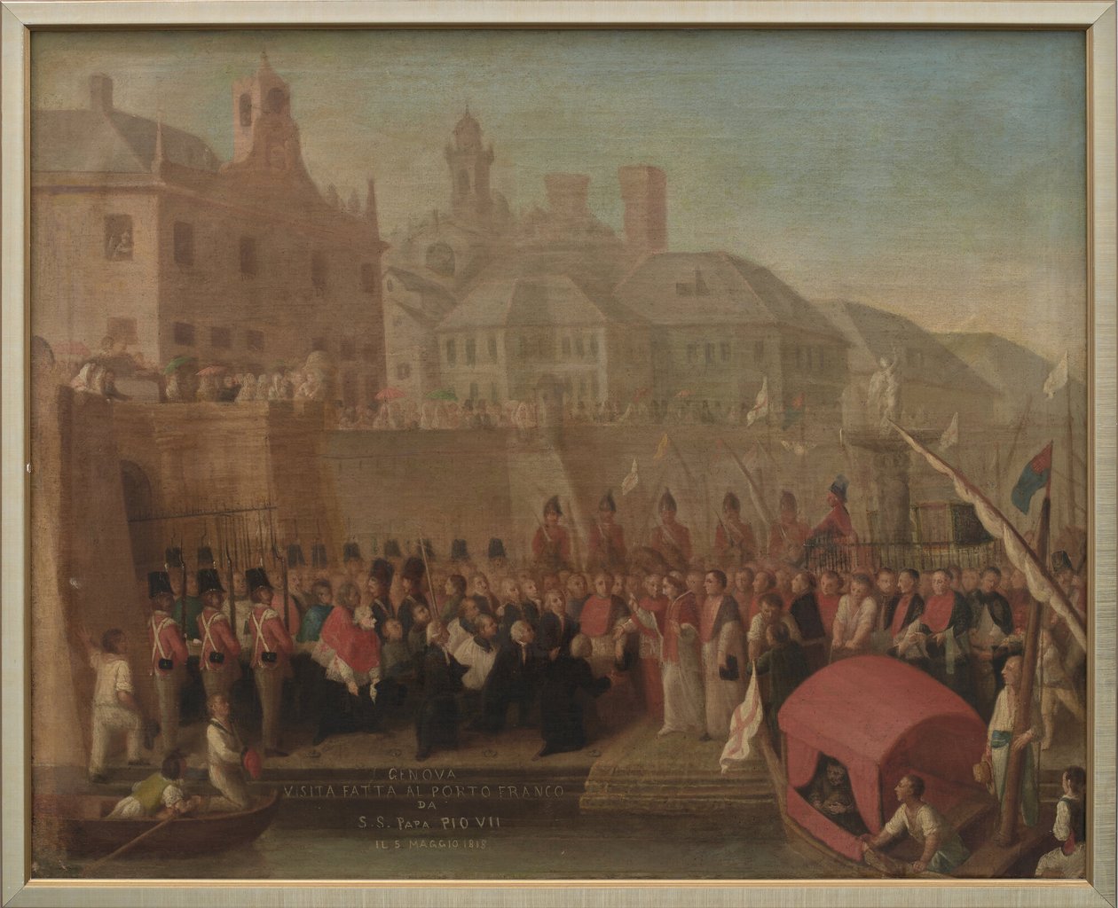 Genova. VII. Pius pápa látogatása a szabadkikötőben 1815. május 5-én. alkotó: Felice Guascone