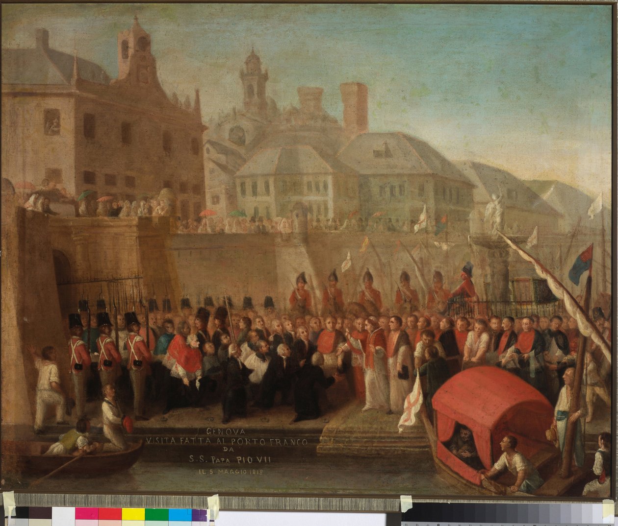 H.S. látogatása a genovai szabadkikötőben VII. Pius pápa, 1818 körül (olaj, vászon) alkotó: Felice Guascone