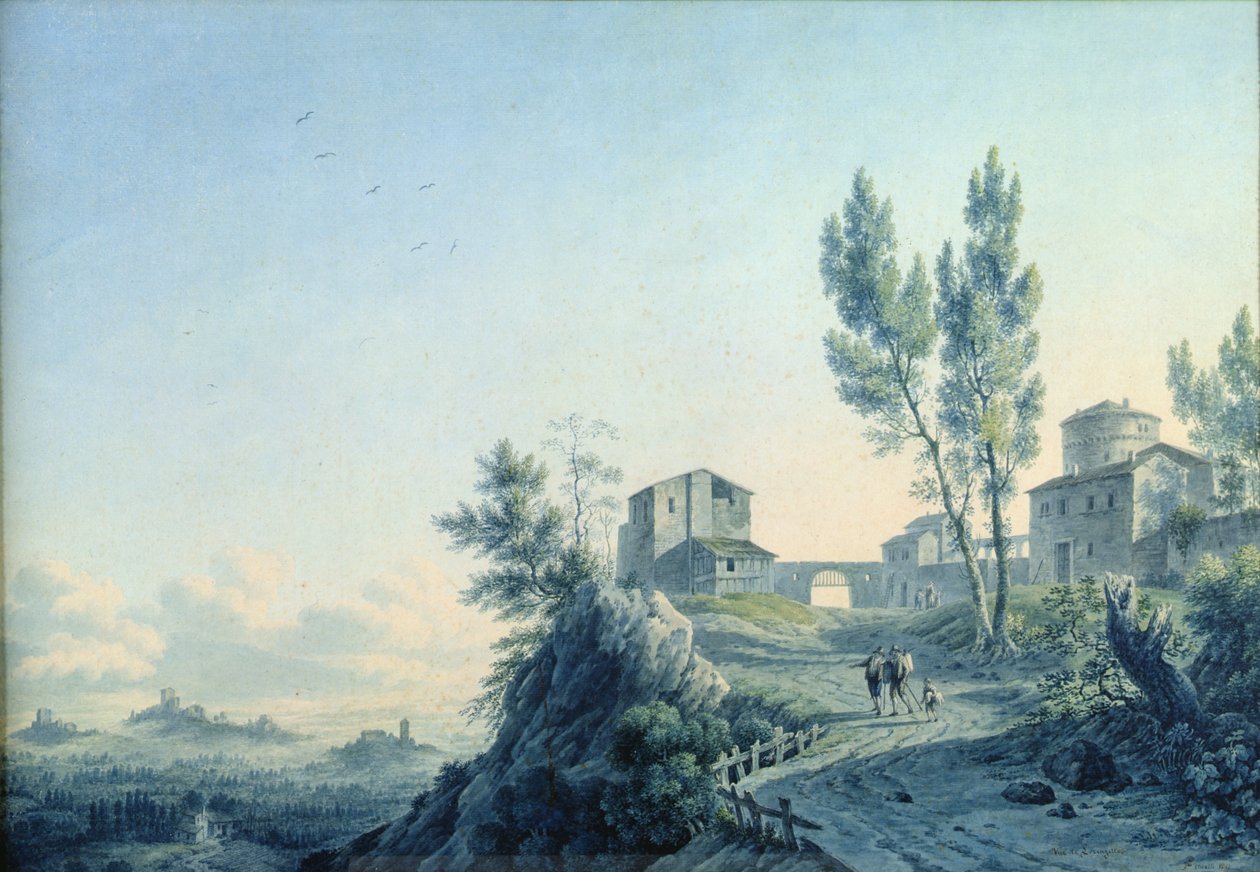 Lorenzetto kastély, Castagneto, 1803 (wc papíron) alkotó: Felice Marie Ferdinand Storelli