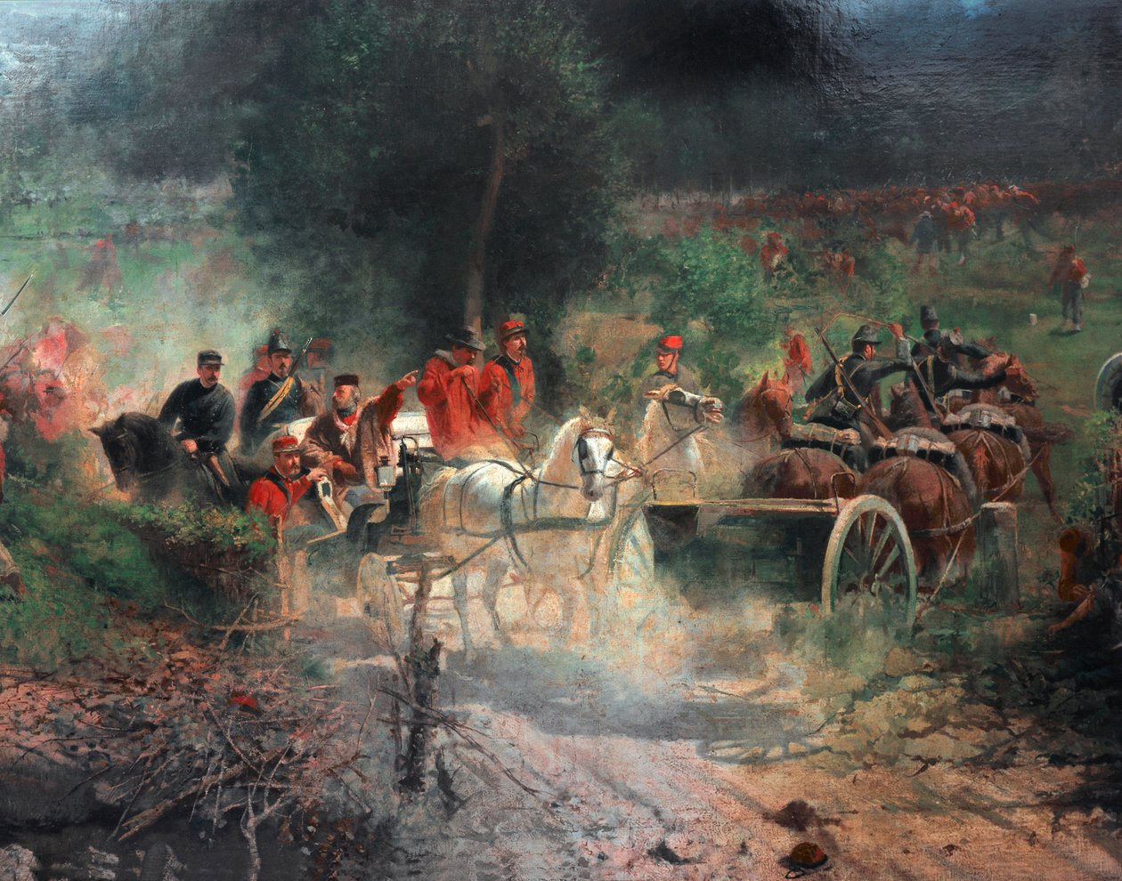 Harmadik olasz függetlenségi háború: „” Bezzecca csata”” 1866. július 21-én Giuseppe Garibaldi vadászainak holttestét állította szembe az osztrák hadsereggel. Részlet. Felice Zennaro (1833-1926) festménye Milánó, Risorgimento Múzeum alkotó: Felice Zennaro