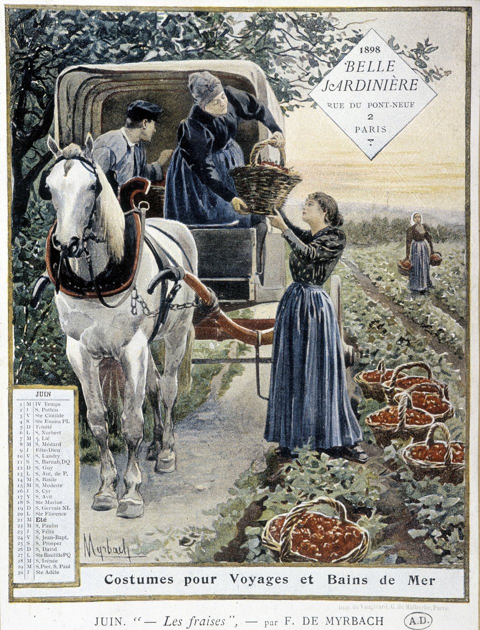 Eperszedés – Myrbach, „The Beautiful Planter” naptár, 1898. június alkotó: Felicien baron de Myrbach Rheinfeld