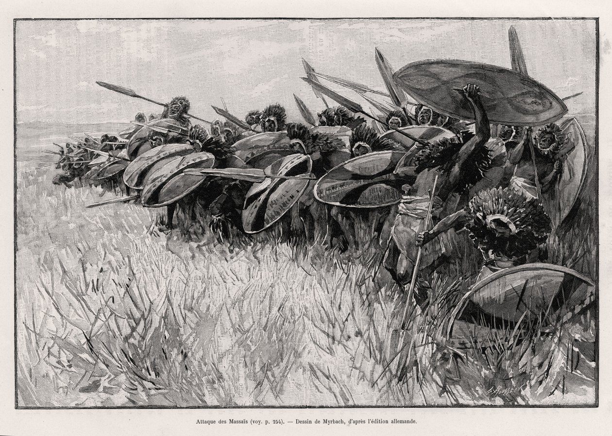 A Massais-támadás. Myrbach metszet az „Au secours d