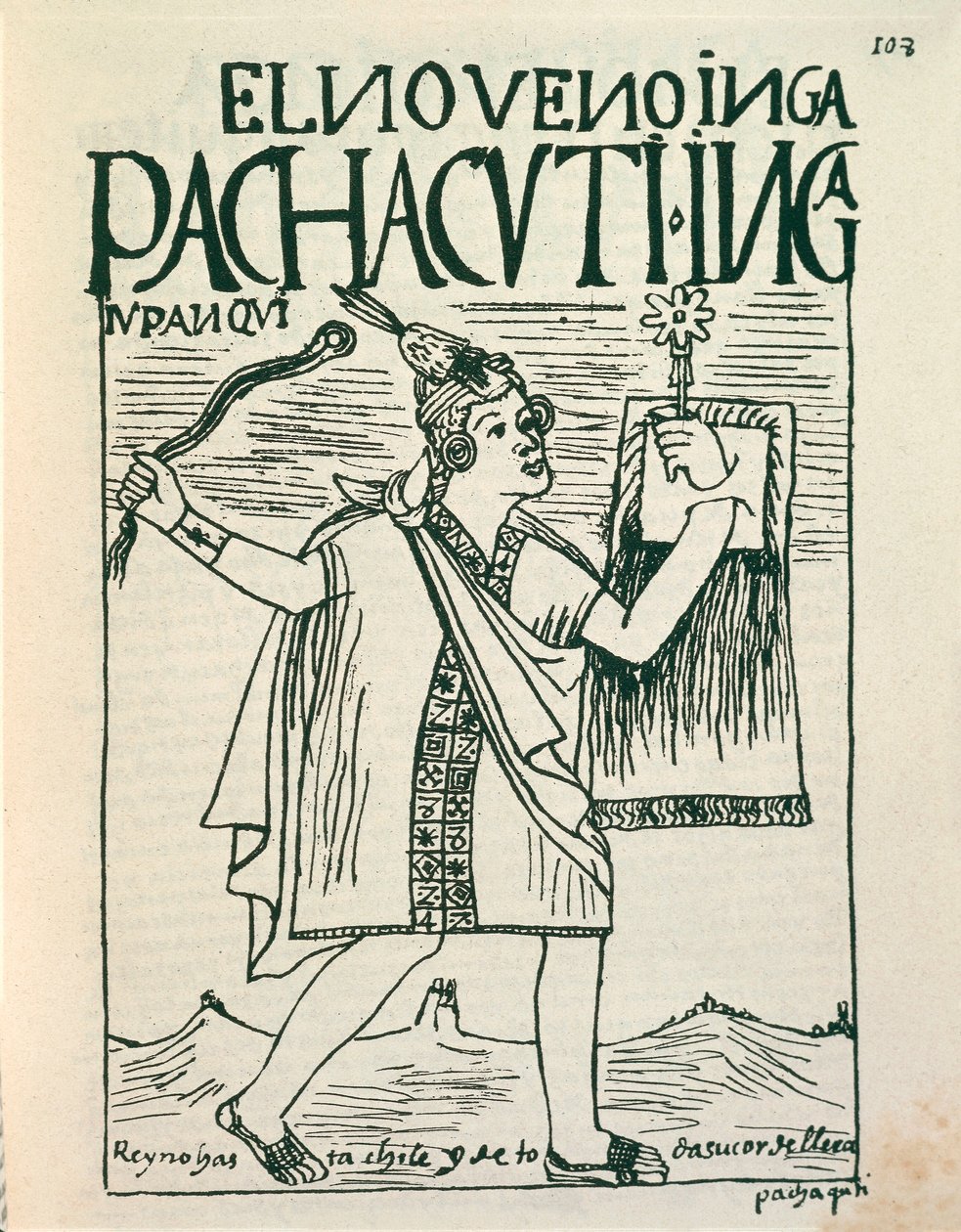 Pachacutec nagy inka császár portréja (Tintarajz alkotó: Felipe Huaman Poma de Ayala