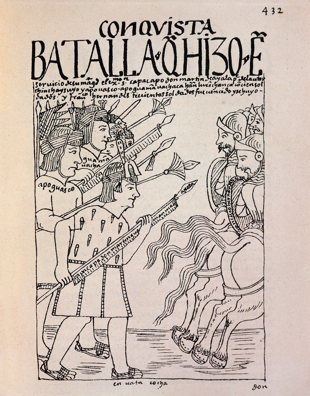 Cuzco meghódítása a spanyol hódítók által 1533-ban (Tintarajz alkotó: Felipe Huaman Poma de Ayala