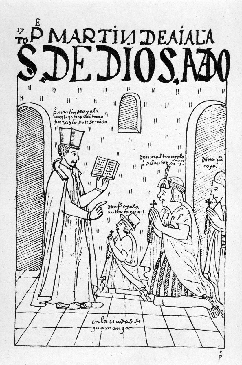 Fametszet az „Első új krónika és a jó kormányzat”-ból, 1560 körül alkotó: Felipe Huaman Poma de Ayala