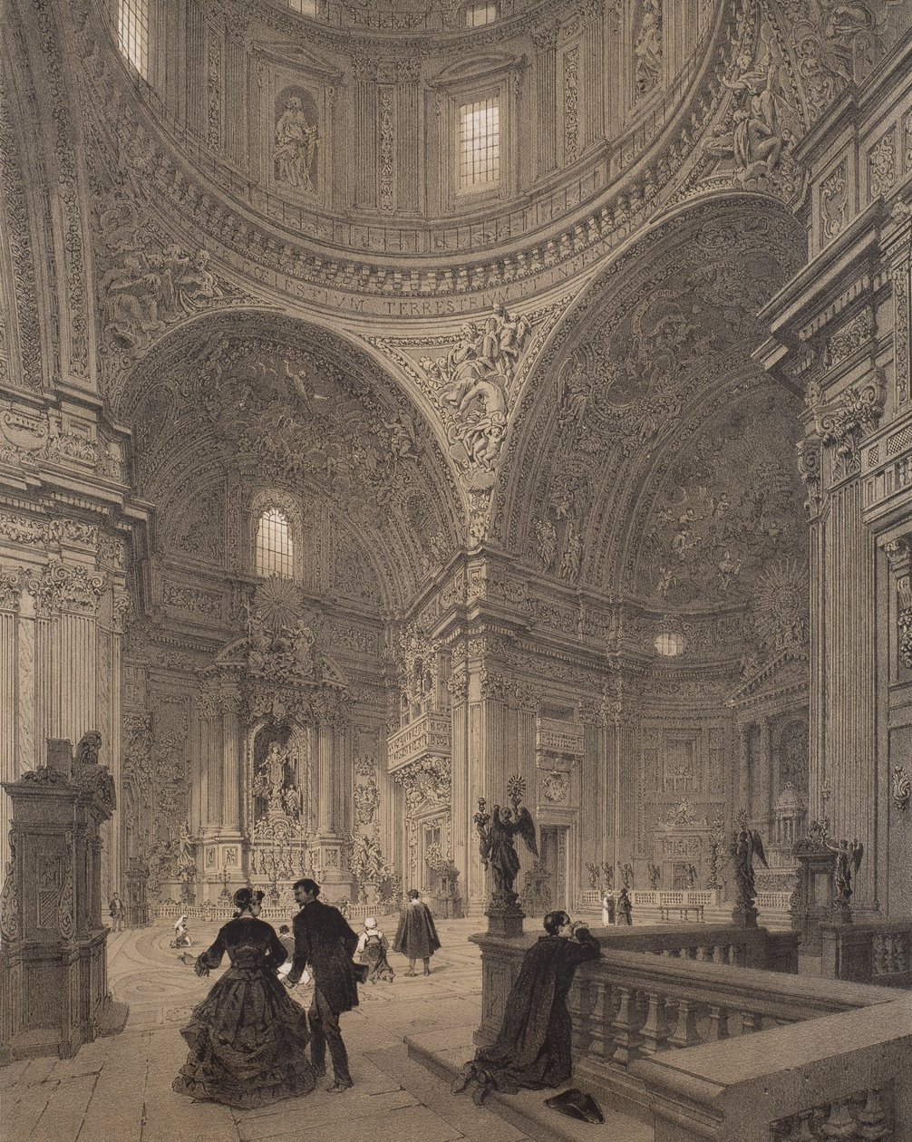 Loyolai Szent Ignác kápolna, Chiesa del Gesu, illusztráció a „Rome dans sa grandeur” albumról, 1870 alkotó: Felix Benoist