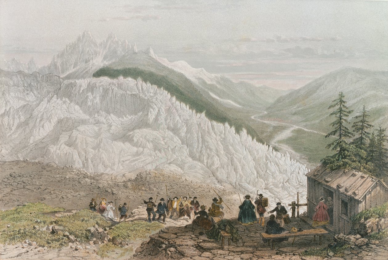A gleccser és a Chamonix-völgy, Adolphe Bayot (1810-66) metszete, 19. század közepe alkotó: Felix Benoist
