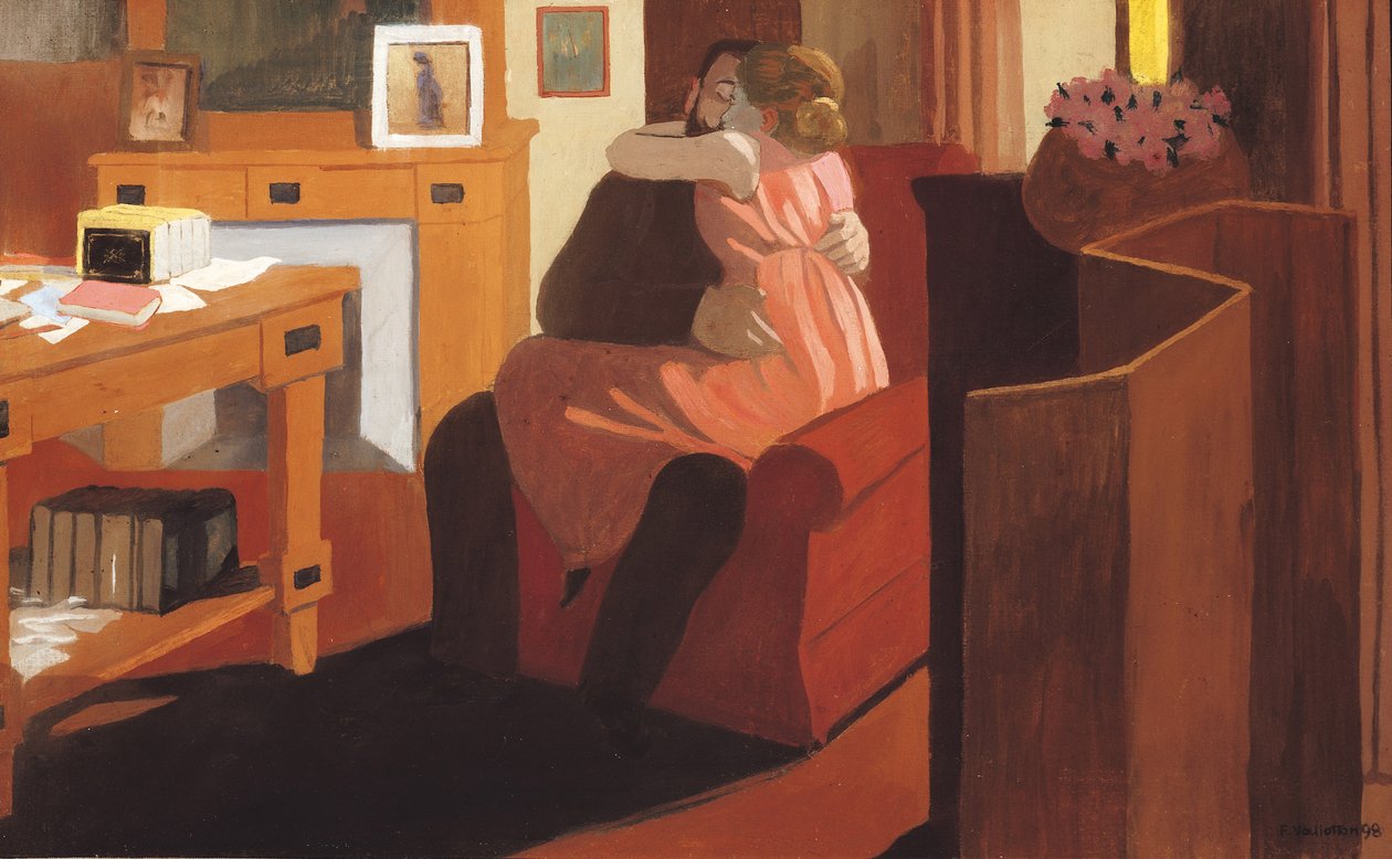 Intimitás, Pár a belső térben válaszfallal, 1898 alkotó: Felix Edouard Vallotton