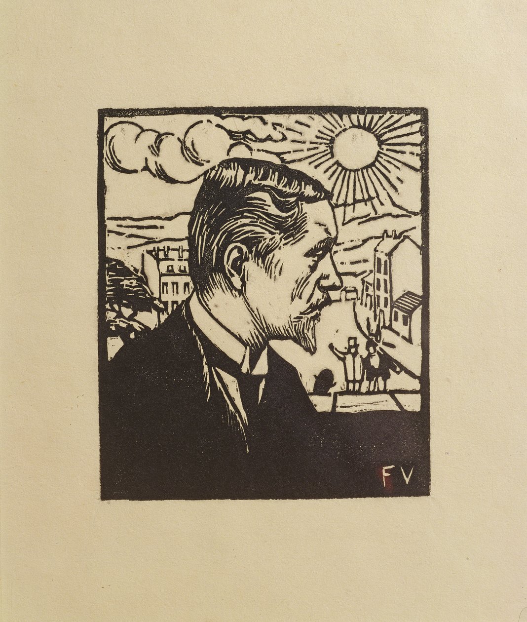 Önarckép, 1891 (fametszet krémszínű szőtt papírra) alkotó: Felix Edouard Vallotton