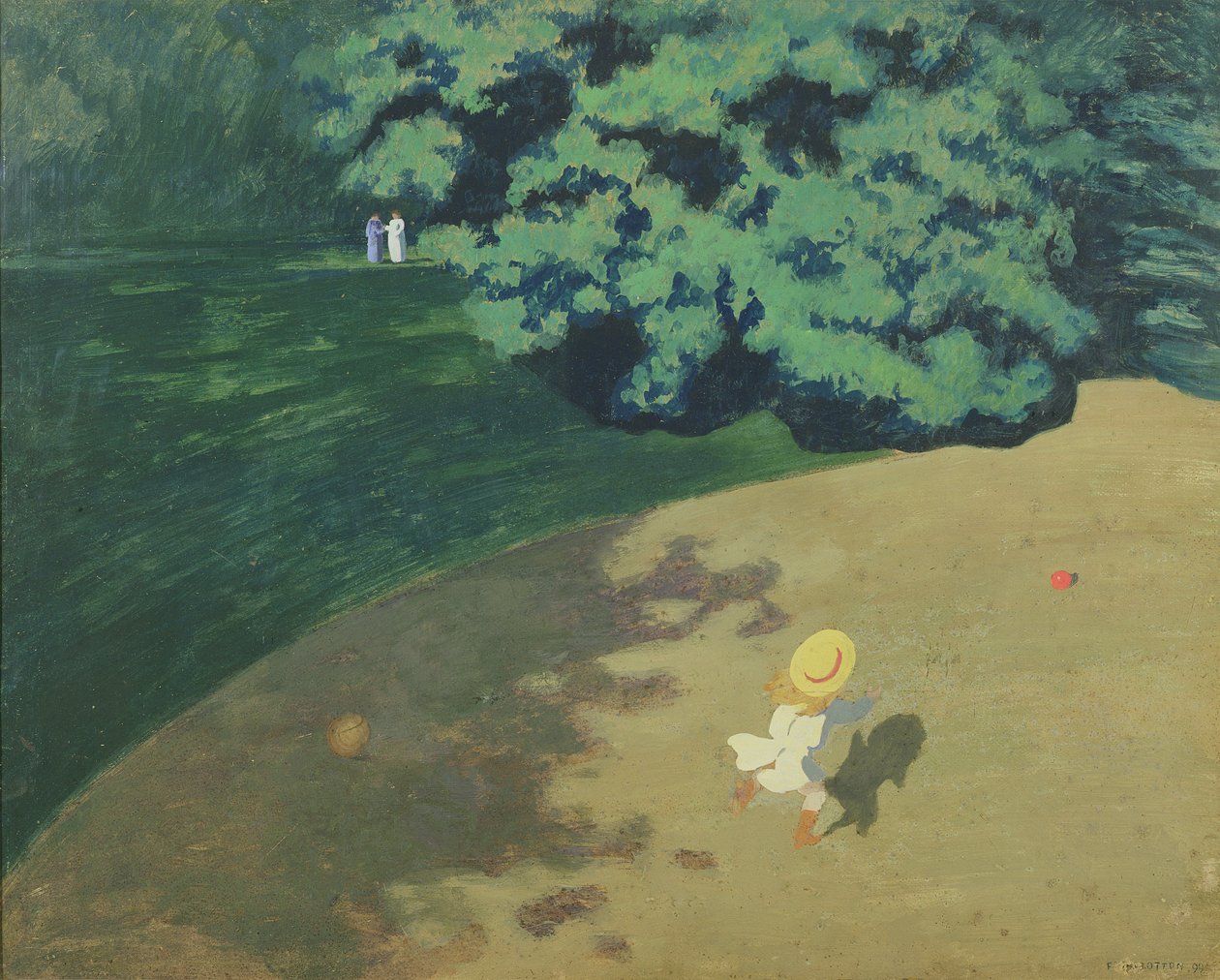 A léggömb vagy a park sarka lufival játszó gyerekkel, 1899 (olaj a kártyán a panelen) alkotó: Felix Edouard Vallotton