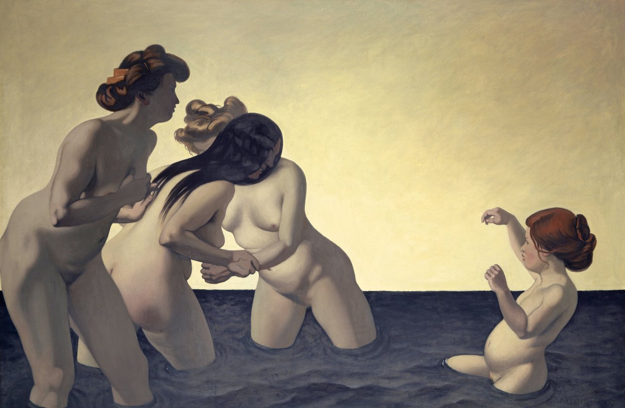 Három nő és egy fiatal lány játszik a vízben, 1907 alkotó: Felix Edouard Vallotton