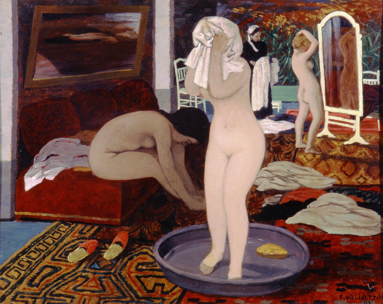 Nők a WC-ben, 1897 (olaj, karton) alkotó: Felix Edouard Vallotton