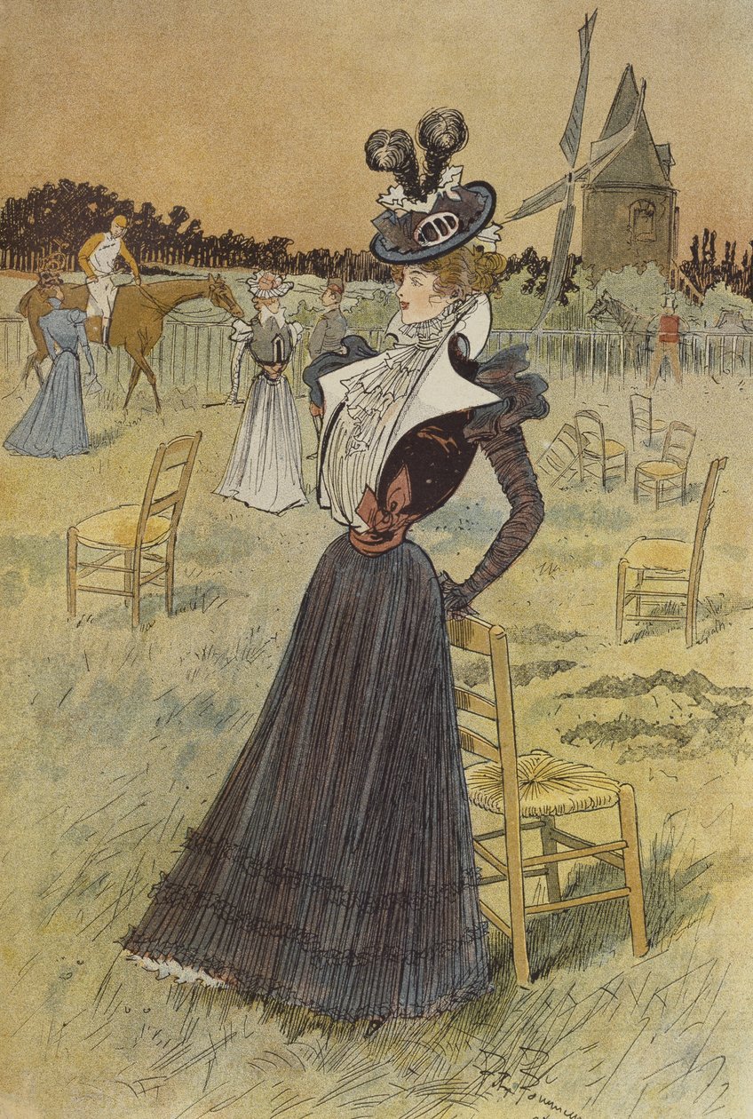 Divatlap, Longchamp, illusztráció a "La Nouvelle Mode" című műből, 1897. alkotó: Felix Fournery