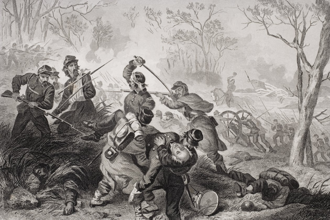 Edward D. Baker ezredes (1811-61) halála a Balls Bluff csatában, Virginia államban, 1861 alkotó: Felix Octavius Carr Darley