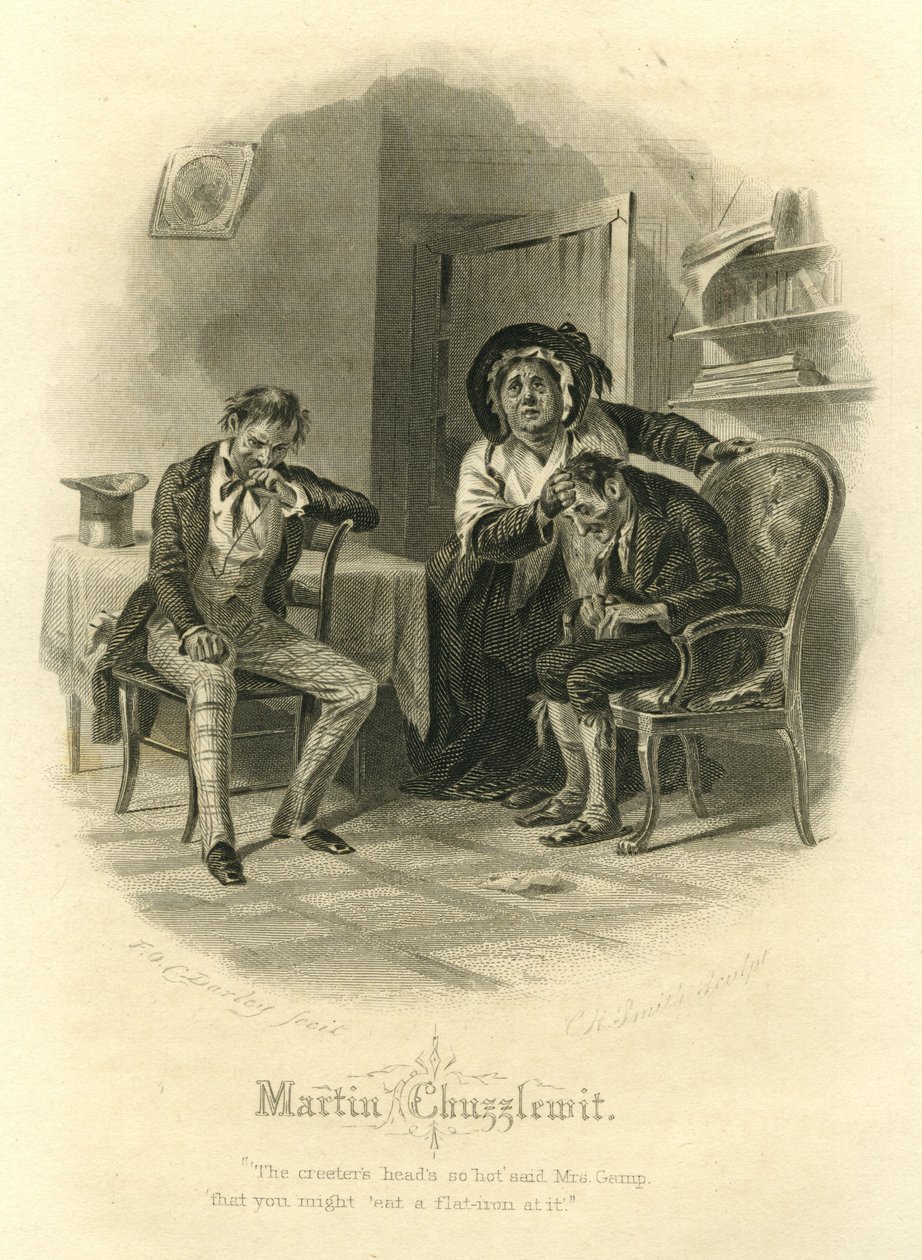 Martin Chuzzlewit: Mrs. Gamp, metszett: C.H. Smith, 1866 alkotó: Felix Octavius Carr Darley