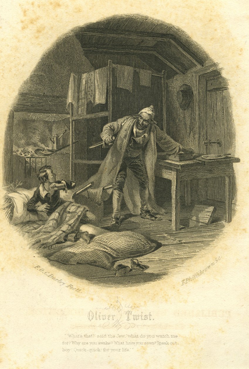 Twist Olivér és Fagin, metszette T. Phillibrown alkotó: Felix Octavius Carr Darley
