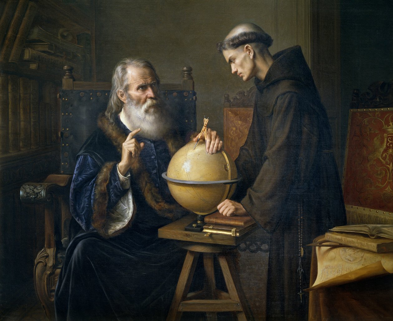 Galileo Galilei bemutatja új csillagászati elméleteit a padovai egyetemen alkotó: Félix Parra