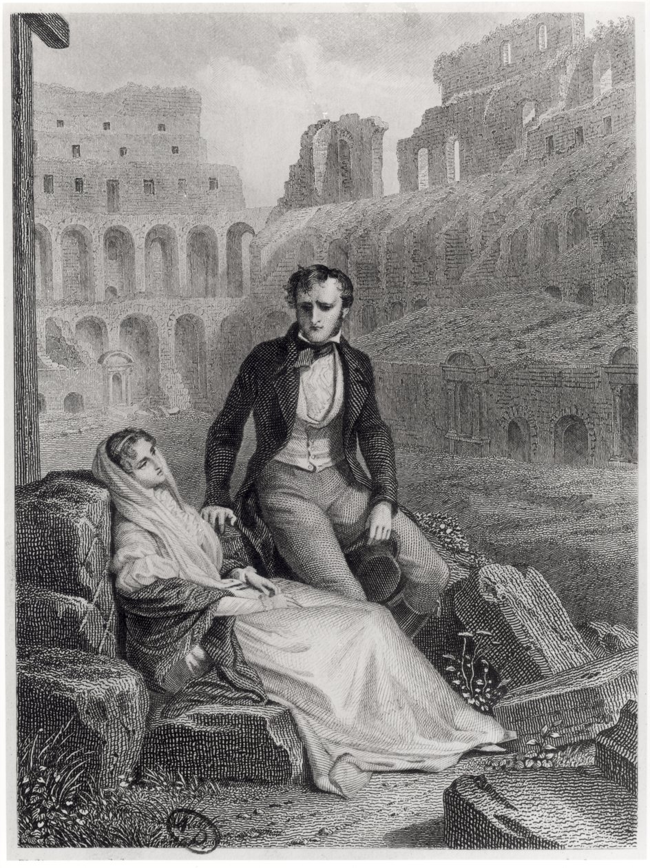 Francois Rene (1768-1848) Viccomte de Chateaubriand és Pauline de Beaumont a Colosseum romjaiban, illusztráció Chateaubriand "Memoires d