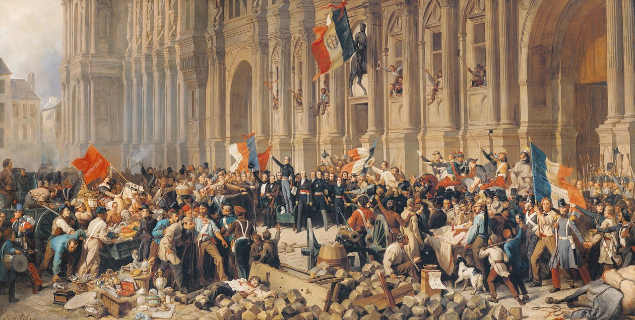 Lamartine 1848-ban elutasítja a vörös zászlót alkotó: Felix Philippoteaux