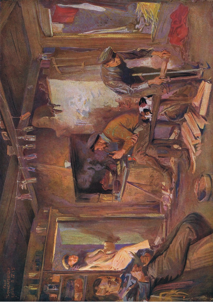 Hazailag ellenséges területen telepedett le, hindenburgi illusztráció, Daterlandischer Derlag C U Weller Berlin, 1922 alkotó: Felix Schwormstadt