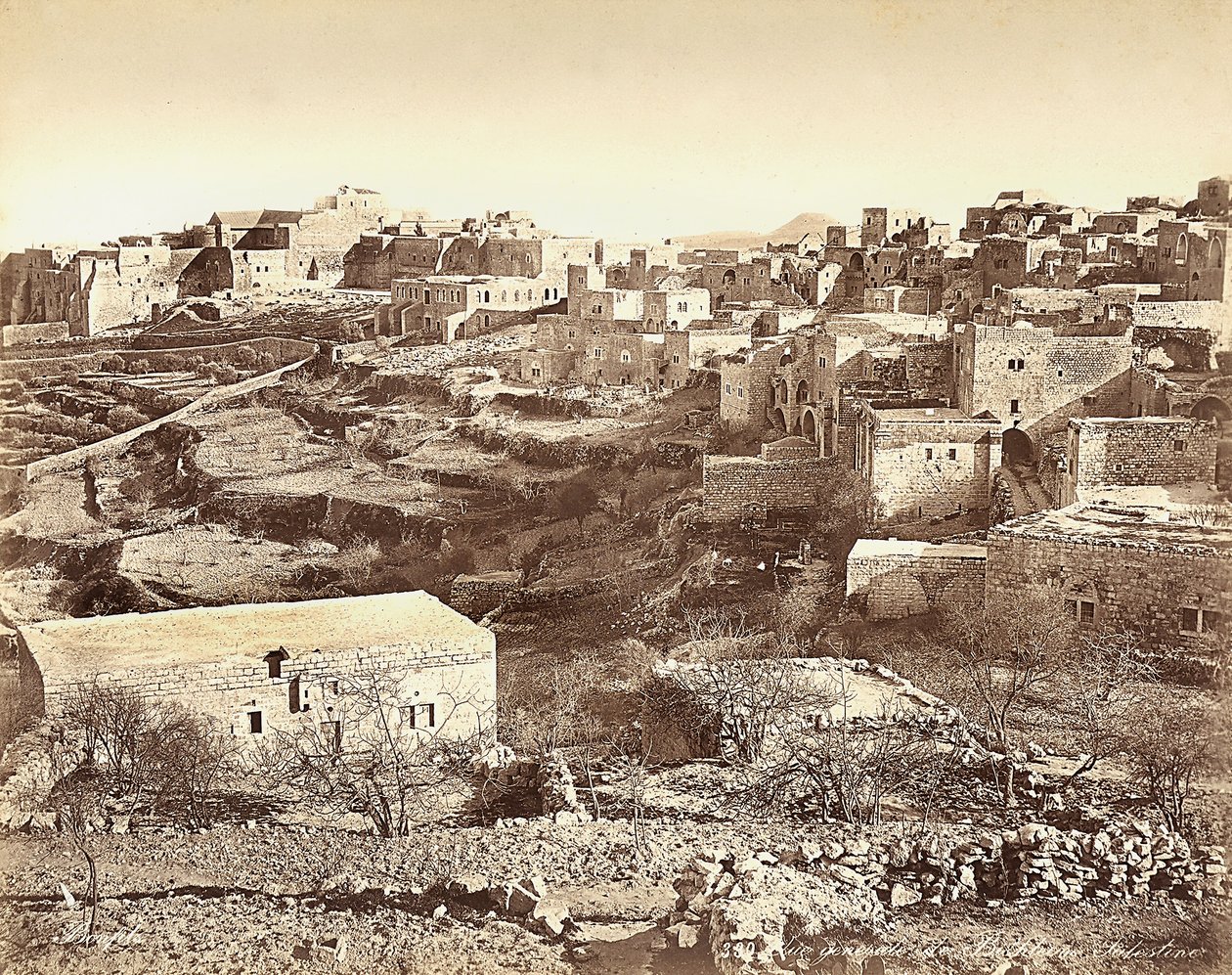 Panorámás kilátás Betlehemre, Izrael alkotó: Félix Bonfils