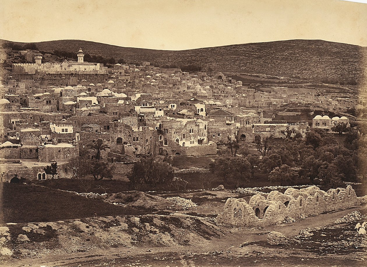 Panorámás kilátás Názáretre, Izrael alkotó: Félix Bonfils