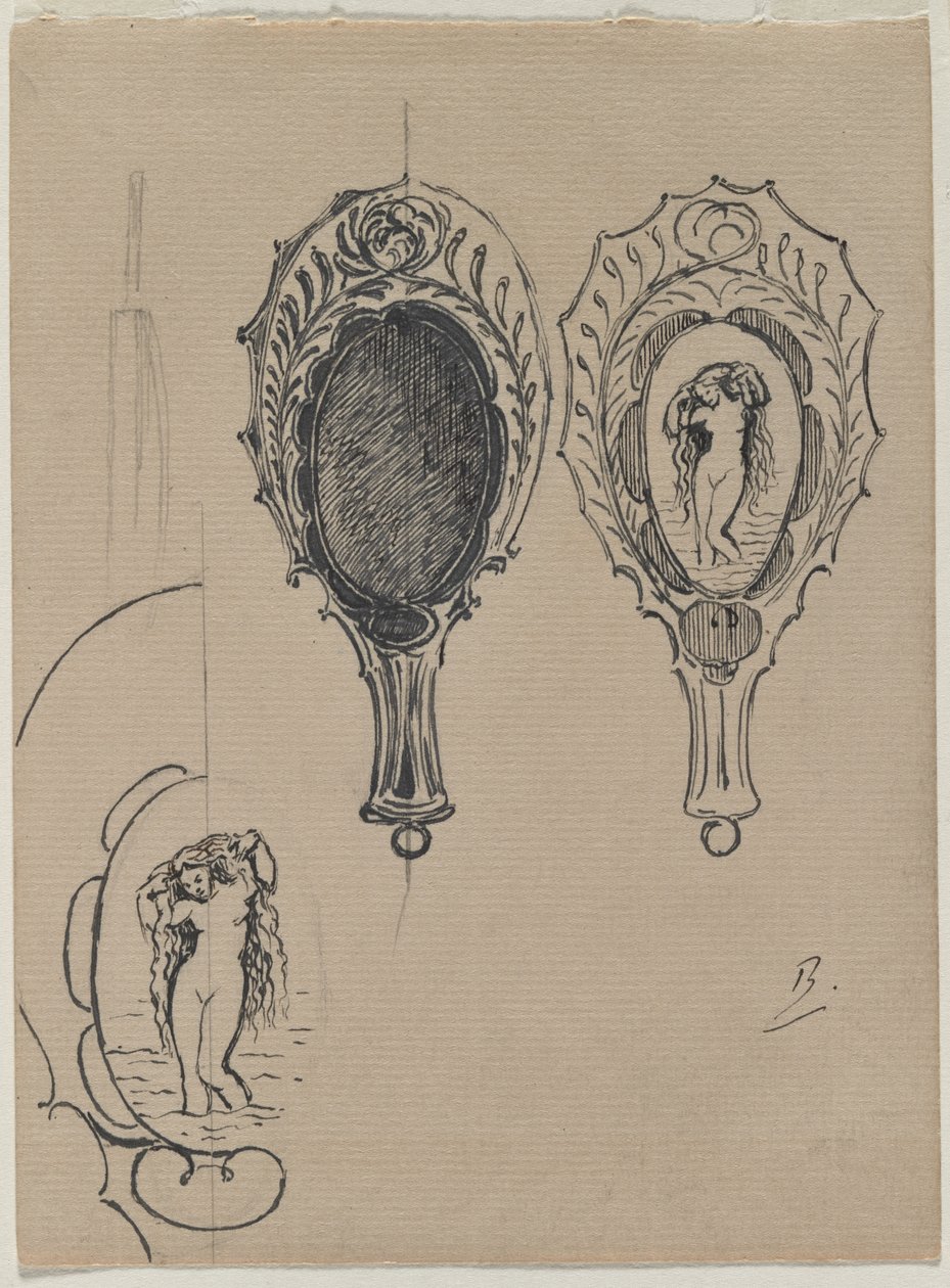 Tervezés kézi tükörhöz, c. 1900-1902. alkotó: Felix Bracquemond