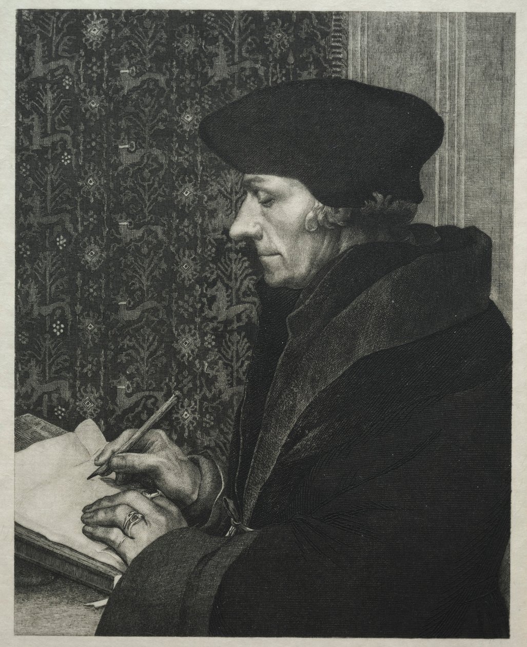 Erasmus, Holbein után, 1863. alkotó: Felix Bracquemond