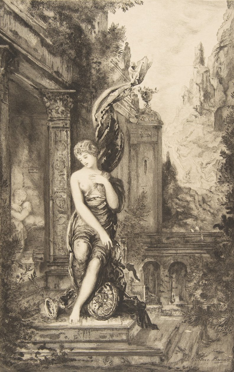 A férfi, aki a szerencsét kergeti, és aki az ágyában várja őt, 1886. alkotó: Felix Bracquemond
