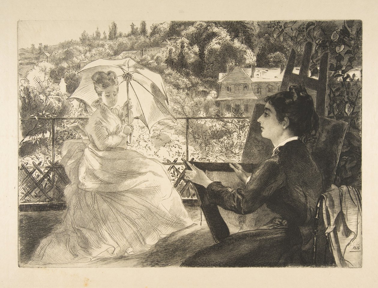 La Terrasse de la Villa Brancas, 1876. alkotó: Felix Bracquemond