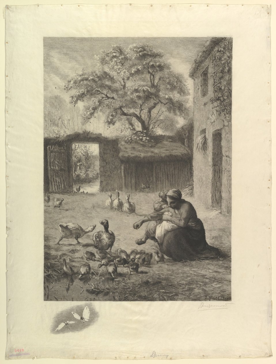 Tavasz, Millet pasztellje után, 1888. alkotó: Felix Bracquemond