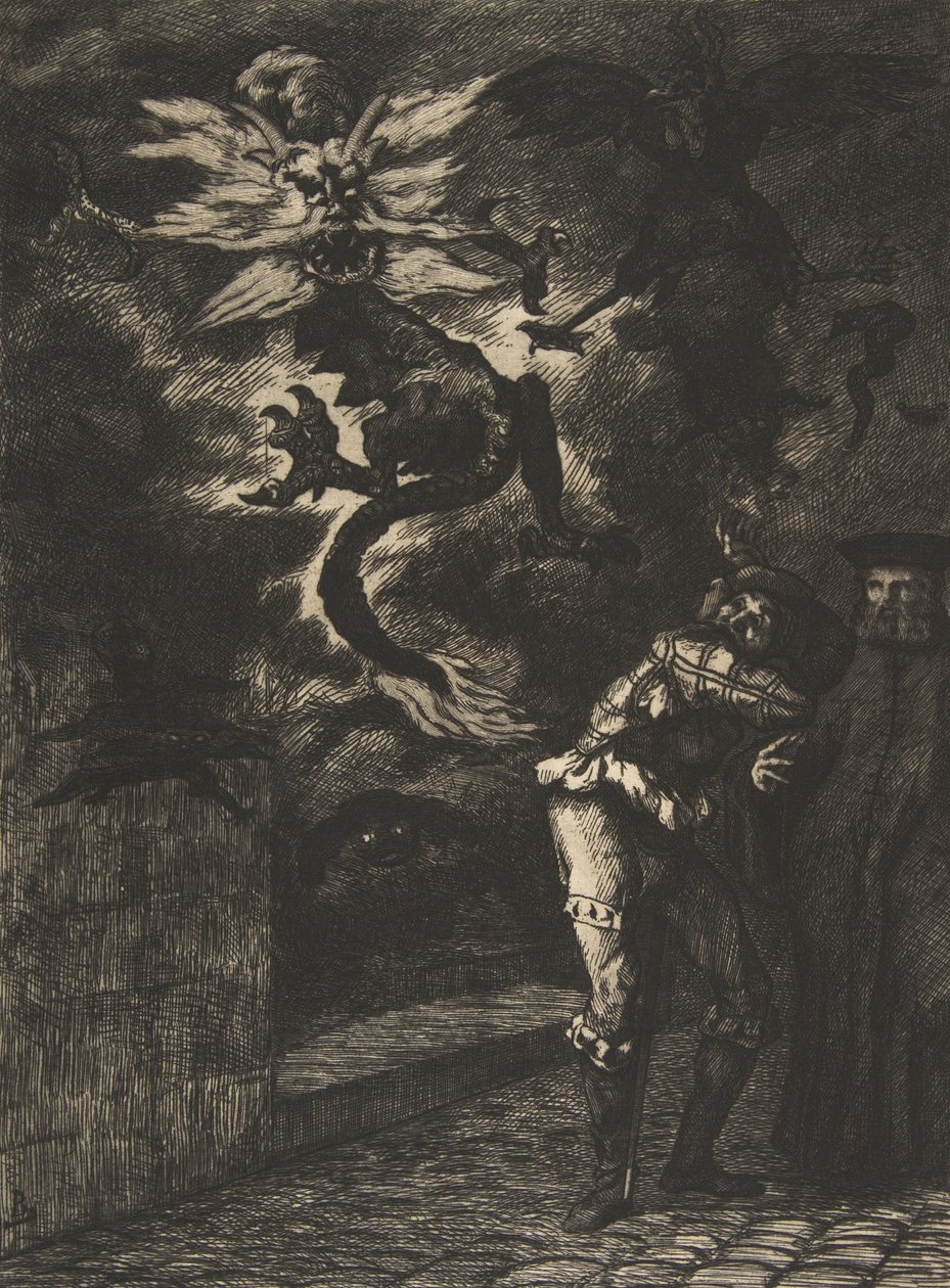 Panurge elhagyja a Raminagrobist, 1854-55. alkotó: Felix Bracquemond