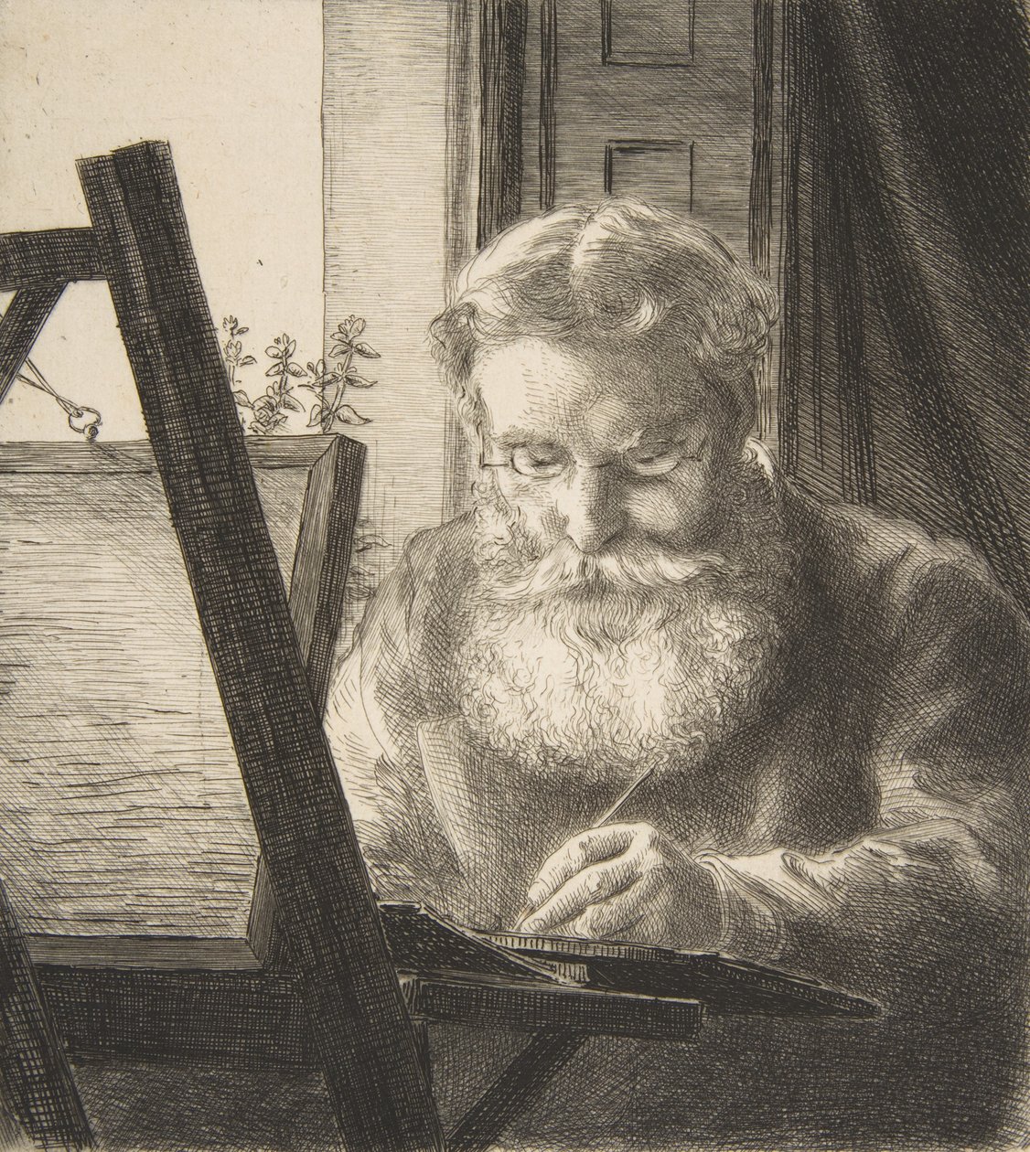 Edwin Edwards portréja, 1872. alkotó: Felix Bracquemond