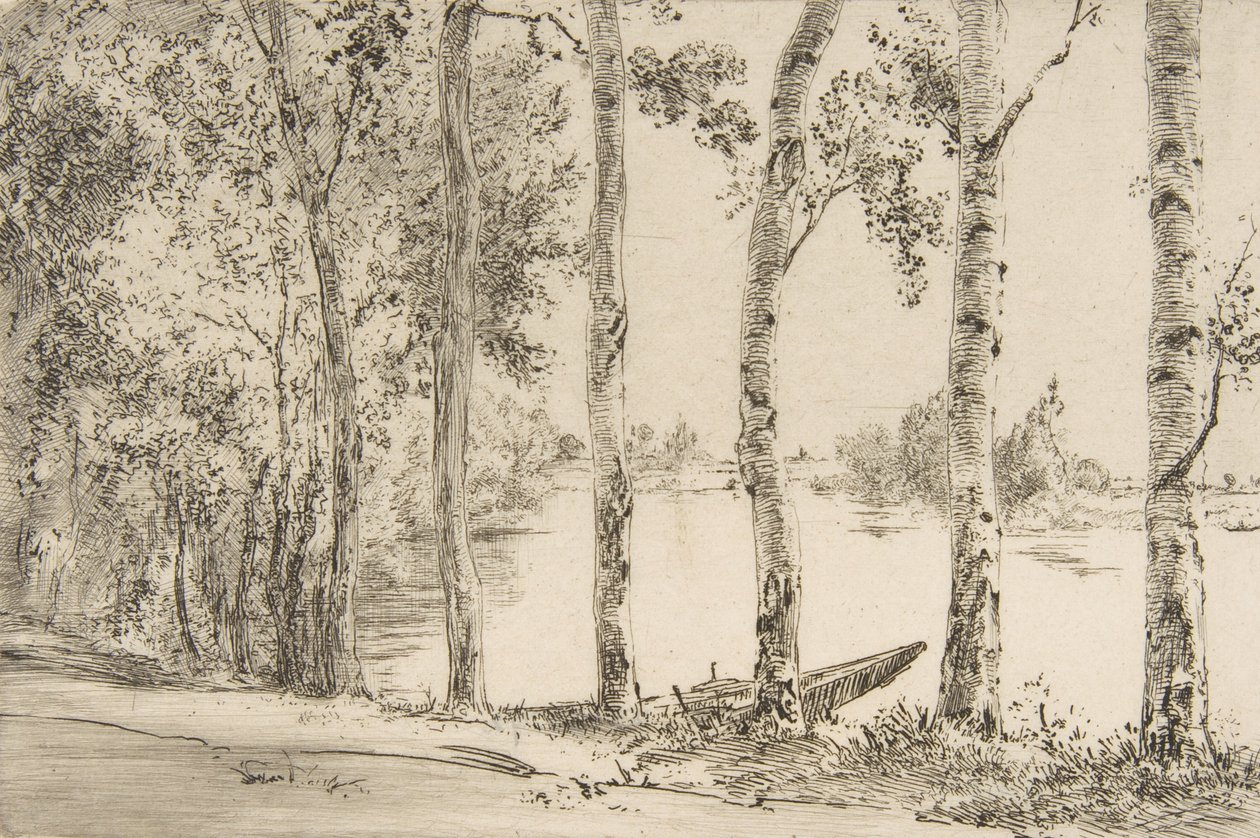 Aspens a Szajna mellett, kb. 1884. alkotó: Felix Bracquemond