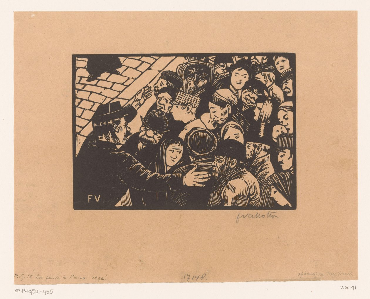 A rendőr megállítja a tömeget La foule a Paris alkotó: Felix Edouard Vallotton