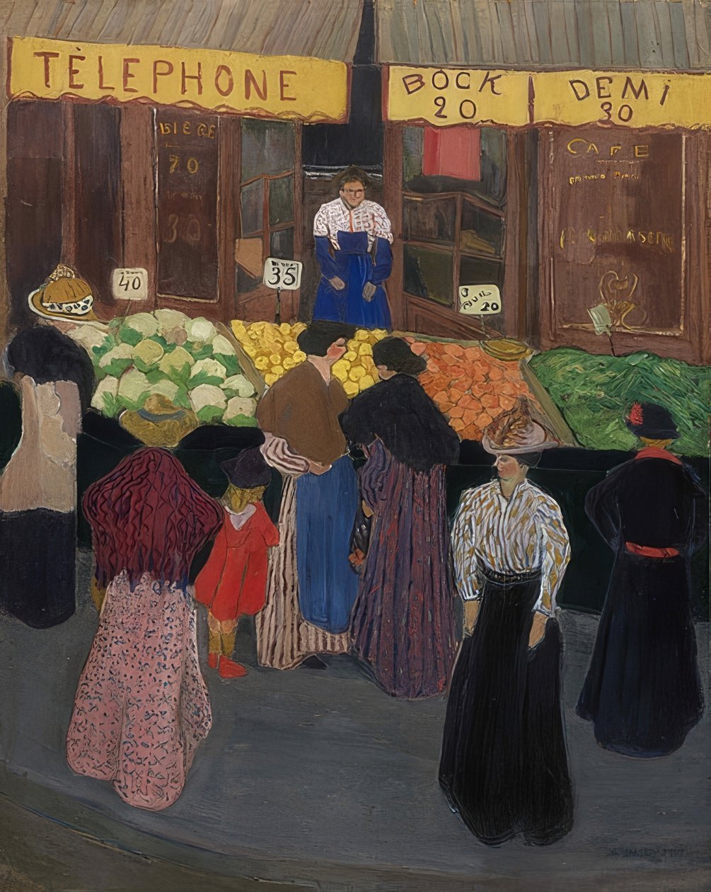 A piacon (Au marché). 1895 körül alkotó: Felix Edouard Vallotton