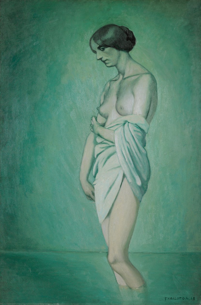 Fürdős profilban, zöld és rózsaszín hatása, 1918 alkotó: Felix Edouard Vallotton