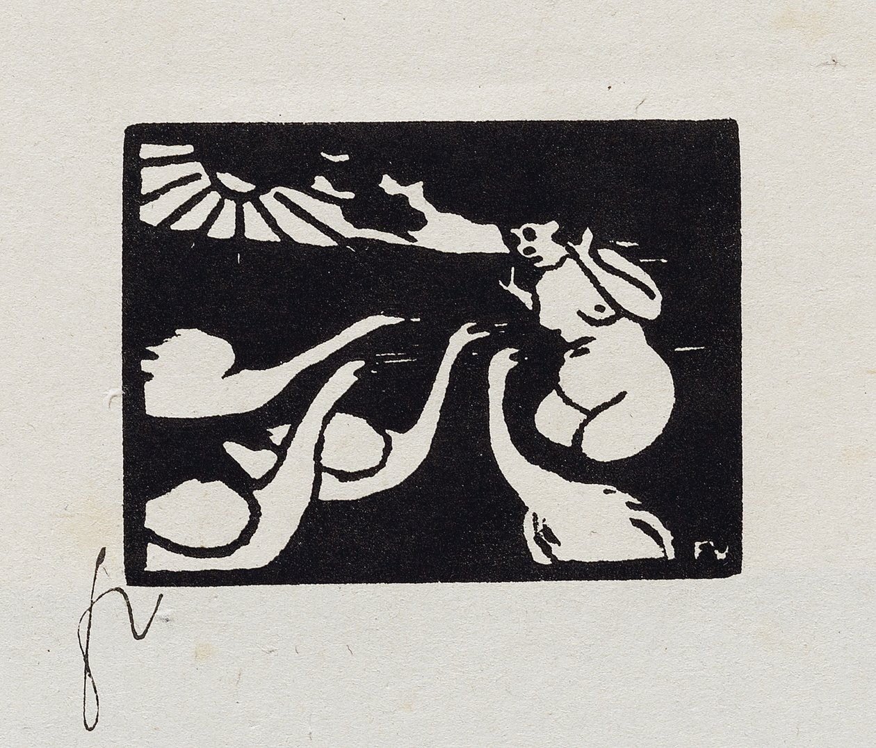Fürdőző hattyúkkal, X a "Les Petites Baigneuses"-ből, 1893 alkotó: Felix Edouard Vallotton