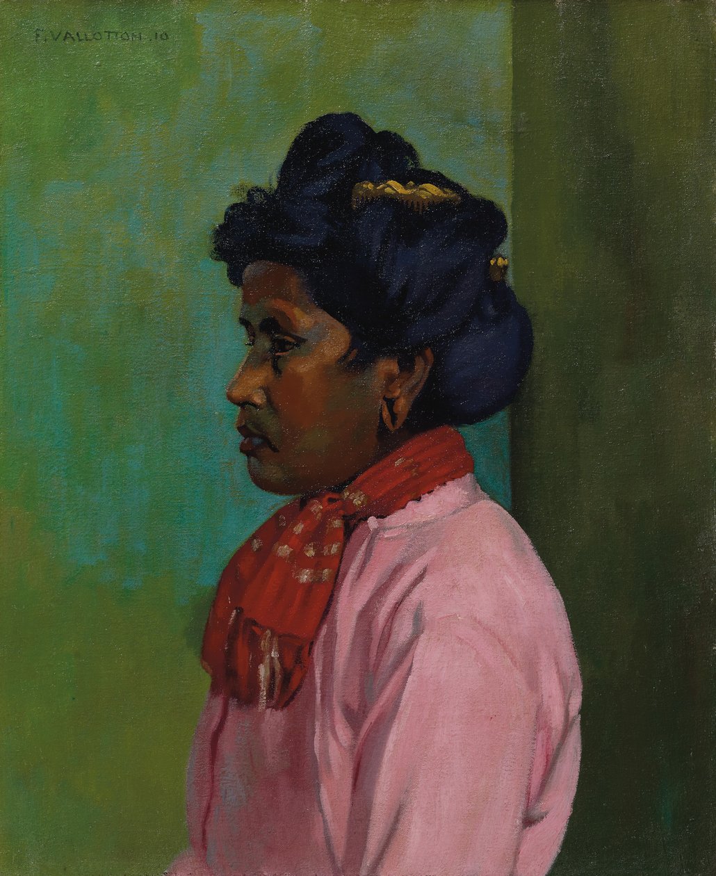 Fekete nő rózsaszín blúzban, 1910 alkotó: Felix Edouard Vallotton