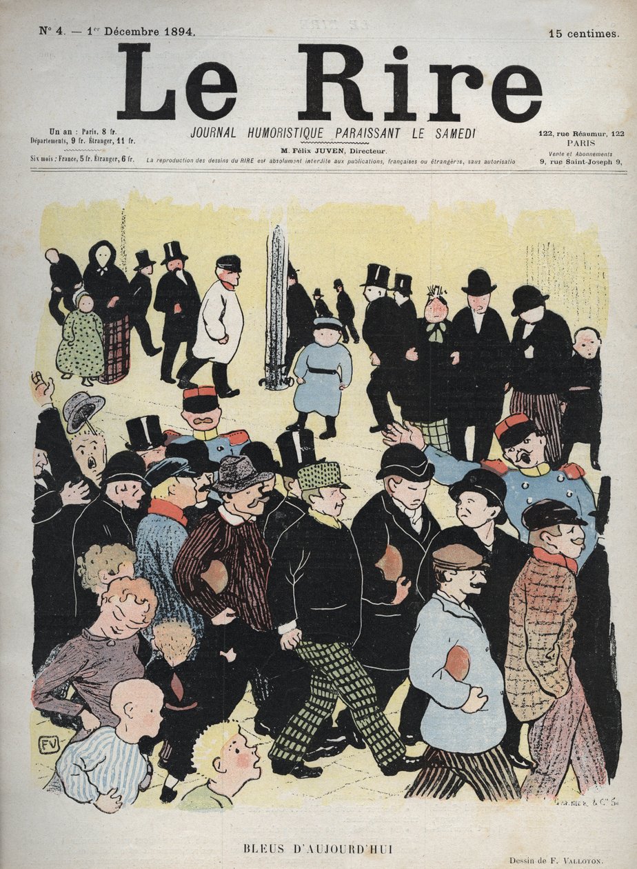 A „Le Rire” újság címlapja, 4. szám, 1894. december 1.: Napjaink bluesa - Felix Vallotton rajza alkotó: Felix Edouard Vallotton