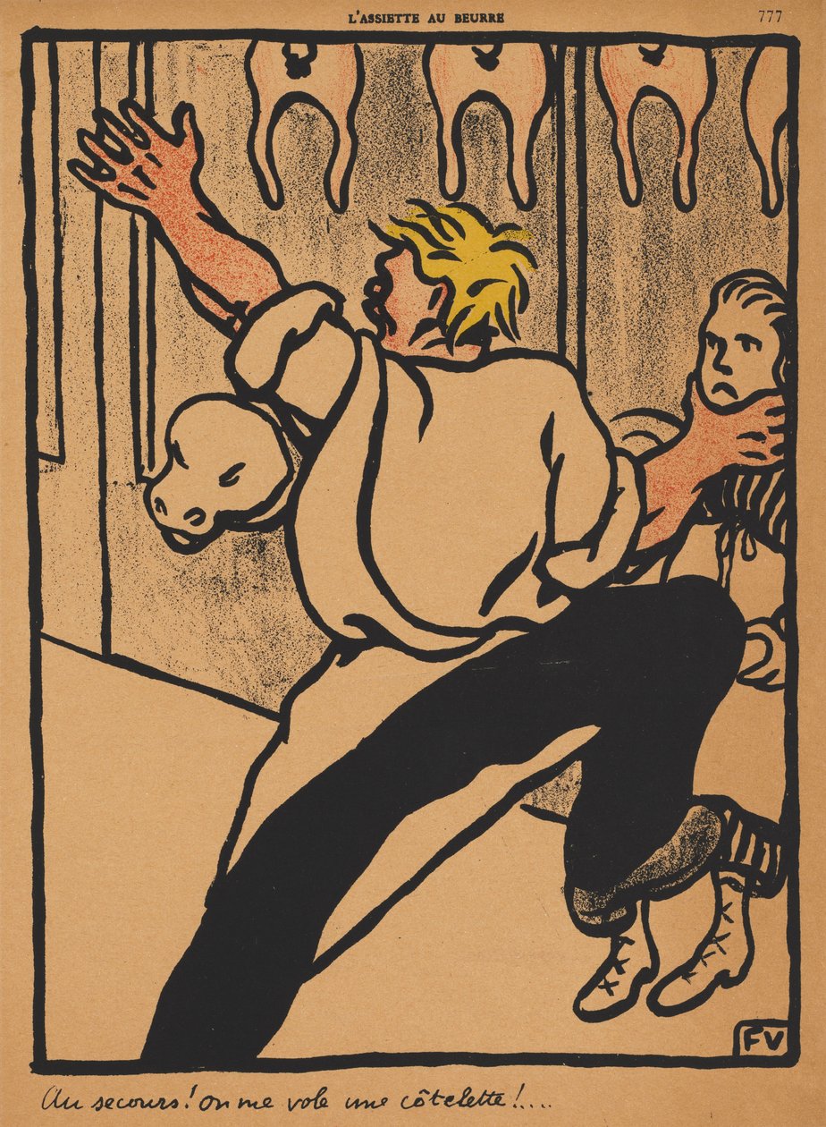 Bűnök és büntetések XX, 777: Segítség! Ellopják a szeletjeimet! , 1869. alkotó: Felix Edouard Vallotton