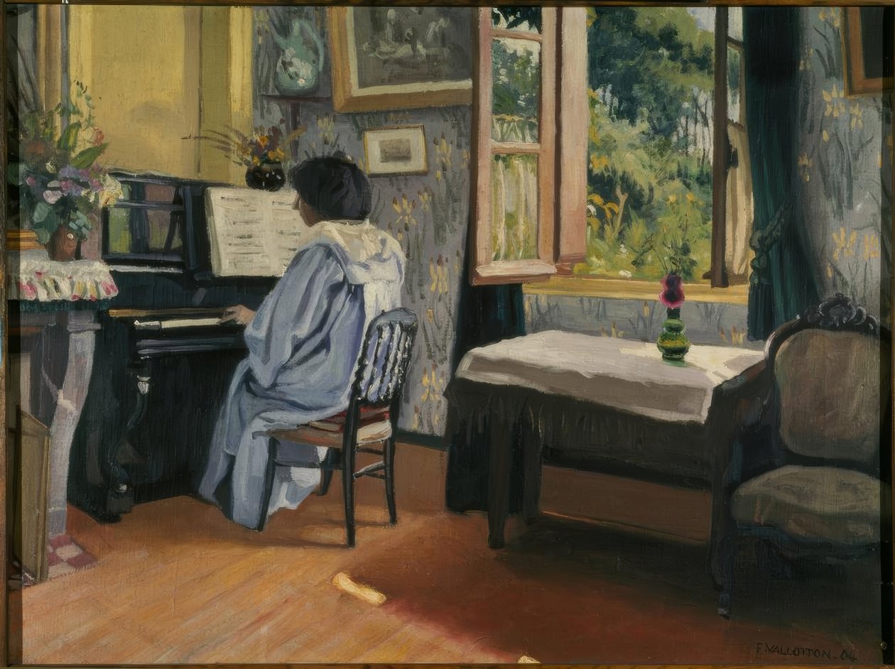 Hölgy a zongoránál alkotó: Felix Edouard Vallotton