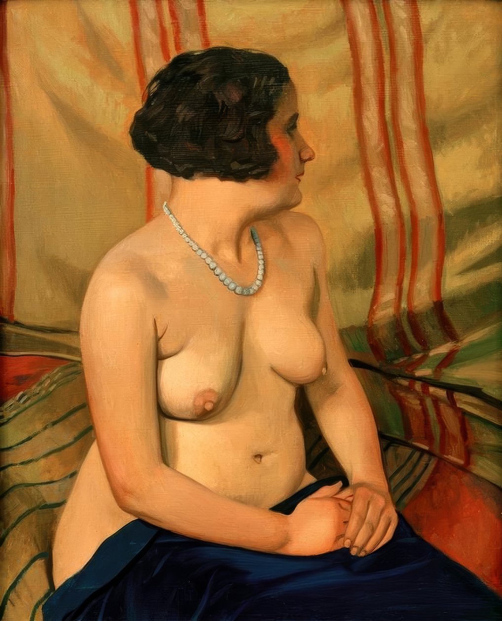 Femme au collier bleu (nő, kék nyaklánccal) alkotó: Felix Edouard Vallotton